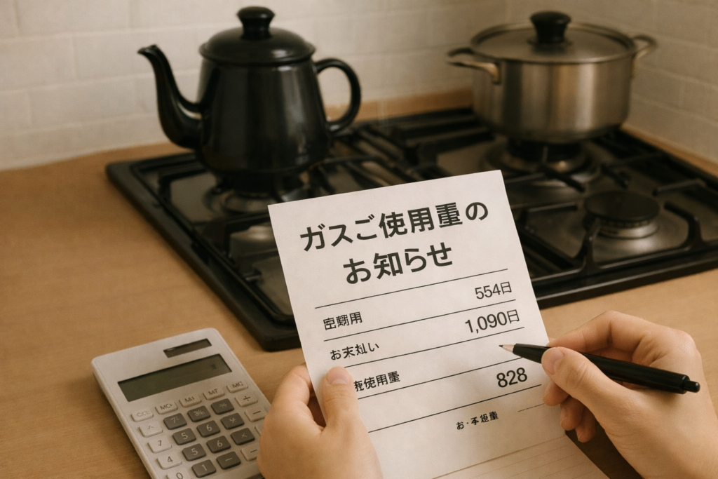 プロパンガスの請求書を見て料金が高すぎるかどうかを確認するイメージ